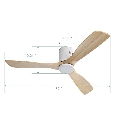 Sofucor 52 Inch Flush Mount Ceiling Fan with Remote, Reversible Motor,Integrated Light Optional