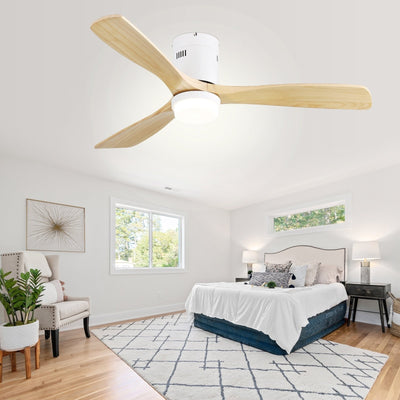 Sofucor 52 Inch Flush Mount Ceiling Fan with Remote, Reversible Motor,Integrated Light Optional
