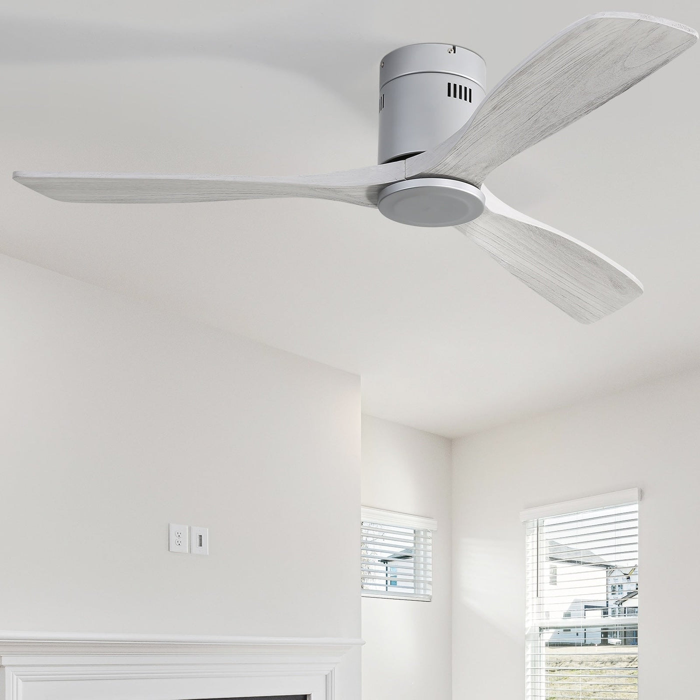 Sofucor 52 Inch Flush Mount Ceiling Fan with Remote, Reversible Motor,Integrated Light Optional