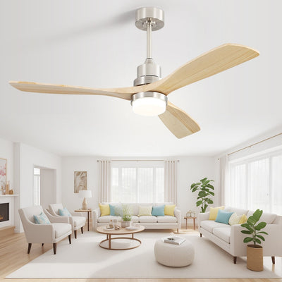 Sofucor 52 Indoor Wood Ceiling Fan Light with Remote, Integrated Light Optional