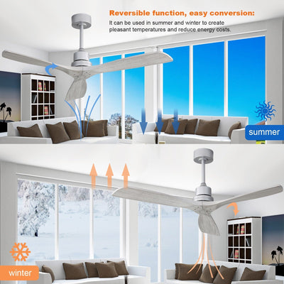 52 inch Modern Solid Wood / ABS Ceiling Fan With Remote Control(No Light),6 WInd Speed,Reversible Airflow