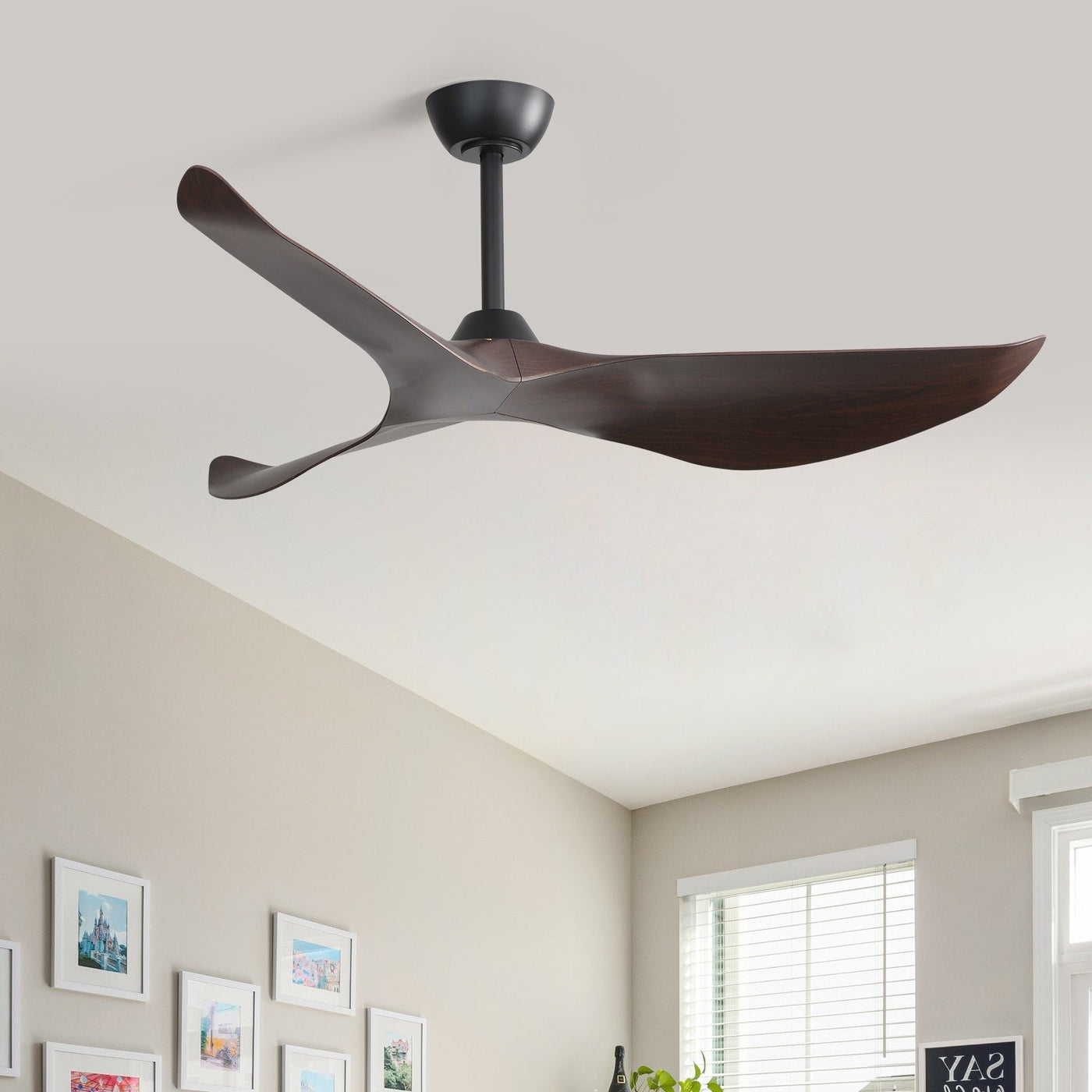52 inch Modern Solid Wood / ABS Ceiling Fan With Remote Control(No Light),6 WInd Speed,Reversible Airflow