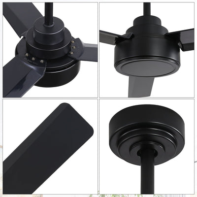 52 inch Modern Solid Wood / ABS Ceiling Fan With Remote Control(No Light),6 WInd Speed,Reversible Airflow