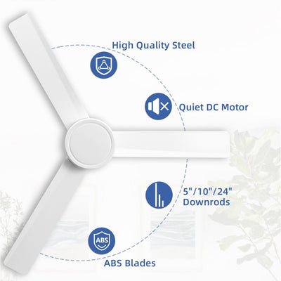 52 inch Modern Solid Wood / ABS Ceiling Fan With Remote Control(No Light),6 WInd Speed,Reversible Airflow