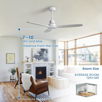 52 inch Modern Solid Wood / ABS Ceiling Fan With Remote Control(No Light),6 WInd Speed,Reversible Airflow