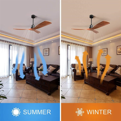 52 inch Modern Solid Wood / ABS Ceiling Fan With Remote Control(No Light),6 WInd Speed,Reversible Airflow