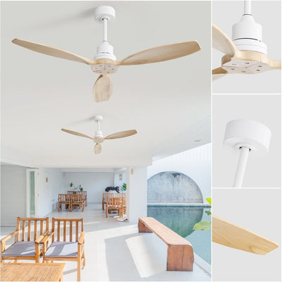 52 inch Modern Solid Wood / ABS Ceiling Fan With Remote Control(No Light),6 WInd Speed,Reversible Airflow
