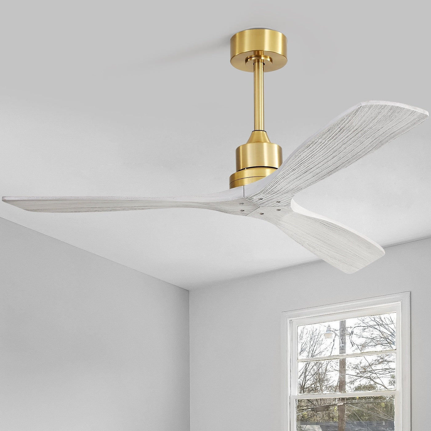 52 inch Modern Solid Wood / ABS Ceiling Fan With Remote Control(No Light),6 WInd Speed,Reversible Airflow