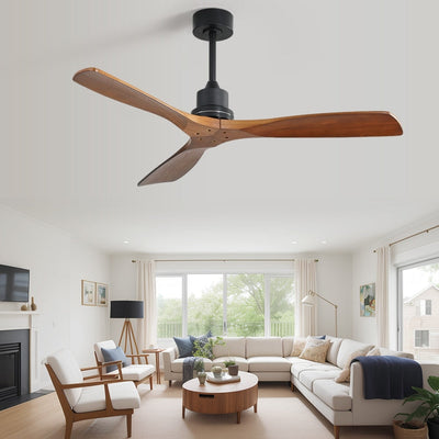 52 inch Modern Solid Wood / ABS Ceiling Fan With Remote Control(No Light),6 WInd Speed,Reversible Airflow