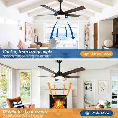 52 Modern Ceiling Fans with Lights and Remote, LED Dimmable