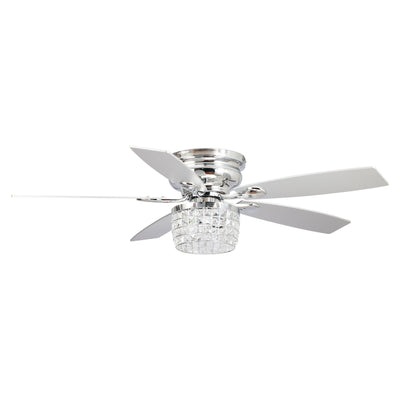 52 Chrome Crystal Flush Mount Ceiling Fan with Light Kit and Remote