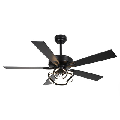 52 Modern Chrome/ Black Indoor Dimmable LED Ceiling Fan with Light and Remote