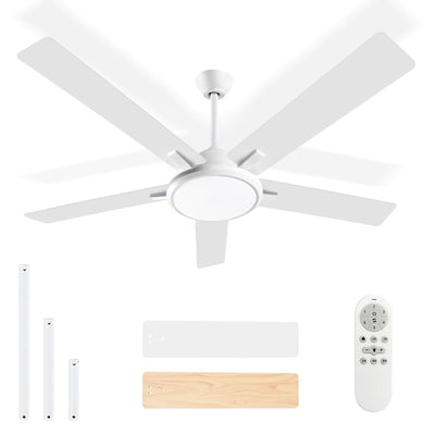 52 Modern Ceiling Fans with Lights and Remote, LED Dimmable