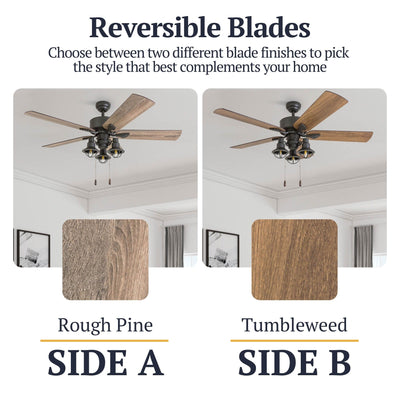 52 Prominence Home Sivan Bronze Farmhouse LED Ceiling Fan with Light, Remote Control