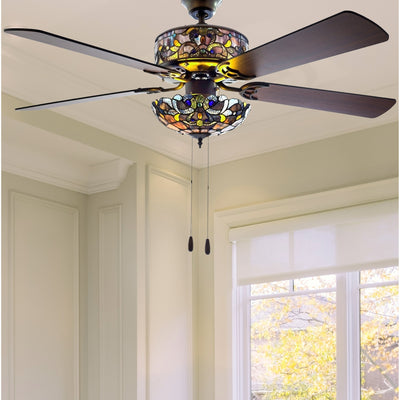 Copper Grove Guasipati 52-inch Tiffany-style Magna Carta Ceiling Fan - 52L x 52W x 16.5