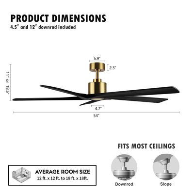 WINGBO 54 Inch DC Motor Indoor Ceiling Fan without Lights - N/A