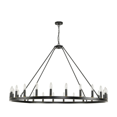 54-inch Round Wagon Wheel 24-light Chandelier