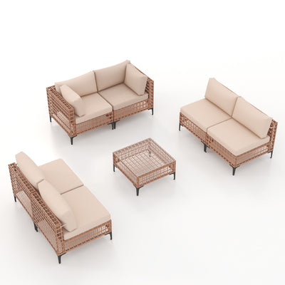 6 - Person Outdoor Sectional Seating Group with Cushions