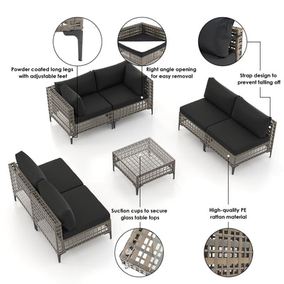 6 - Person Outdoor Sectional Seating Group with Cushions