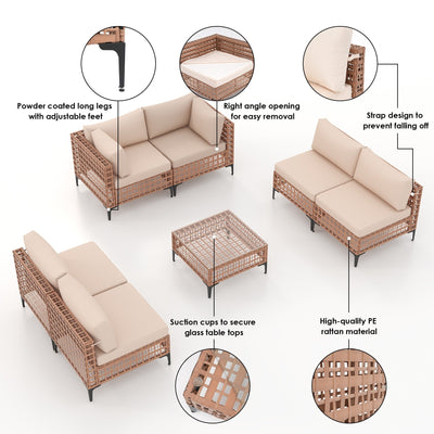 6 - Person Outdoor Sectional Seating Group with Cushions