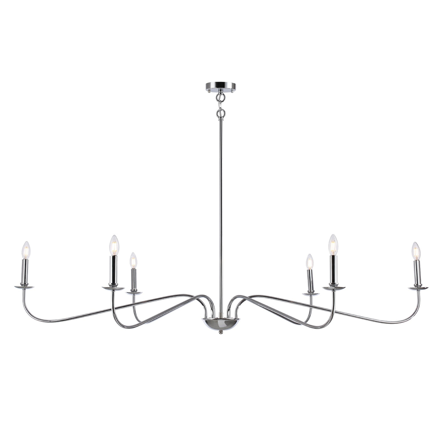 6 Light 64 Inches Minimalist Chandelier in Matte Black / Gold /Chrome - N/A