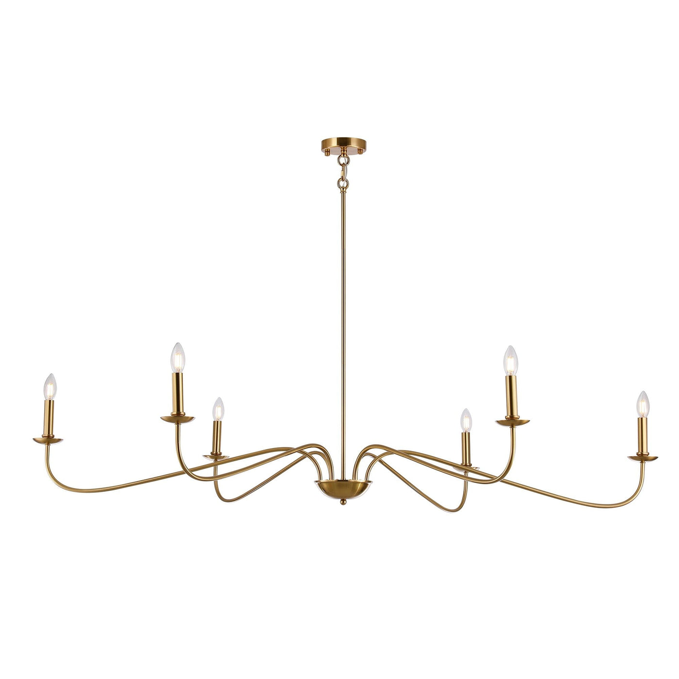 6 Light 64 Inches Minimalist Chandelier in Matte Black / Gold /Chrome - N/A