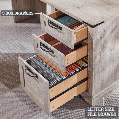 60 Farmhouse L Shaped Executive Desk, Wood Corner Desk, Computer Desk