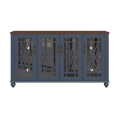 63 Vintage Style Wood Kitchen Accent Buffet Sideboard Cabinet - 63 in Width