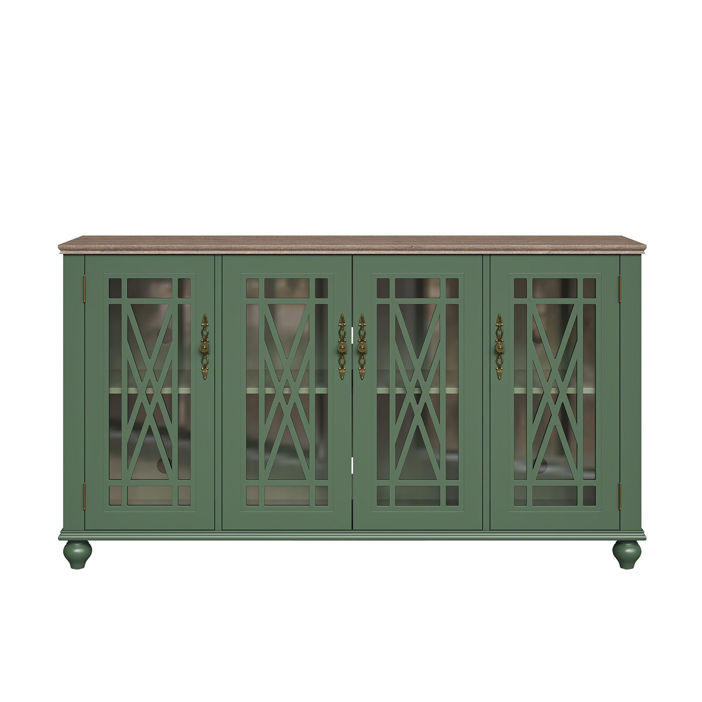 63 Vintage Style Wood Kitchen Accent Buffet Sideboard Cabinet - 63 in Width