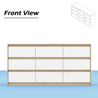 63W 9 Drawer Dresser Accent Dresser for Living Room Bedroom Chest