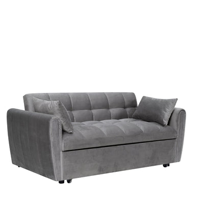 64.96 Velvet 3-in-1 Convertible Sofa Bed with Adjustable Back, Storage Pocket, and 500lb Weight Capacity