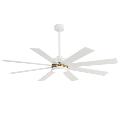 65 Inch 8-Blade Black LED Ceiling Fan with Light and Remote
