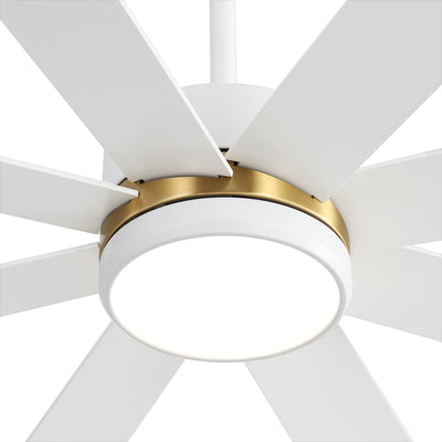 65 Inch 8-Blade Black LED Ceiling Fan with Light and Remote