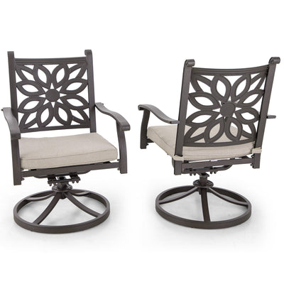 MAISON ARTS 7-Piece Cast Aluminum Patio Dining Set with Expandable Rectangular Table & 6 Cast Aluminum Chairs