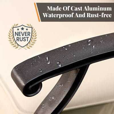 MAISON ARTS 7-Piece Cast Aluminum Patio Dining Set with Expandable Rectangular Table & 6 Cast Aluminum Chairs