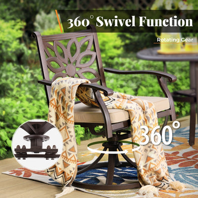 MAISON ARTS 7-Piece Cast Aluminum Patio Dining Set with Expandable Rectangular Table & 6 Cast Aluminum Chairs