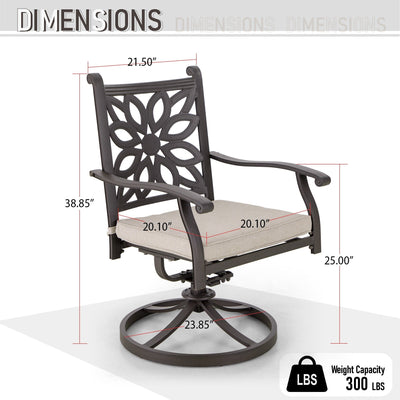 MAISON ARTS 7-Piece Cast Aluminum Patio Dining Set with Expandable Rectangular Table & 6 Cast Aluminum Chairs