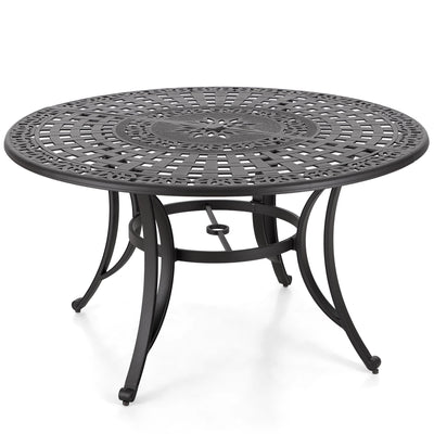 MAISON ARTS Cast Aluminum Dining Chairs/Patio Dining Set with Round Dining Table & 6 Cast Aluminum Patio Chairs