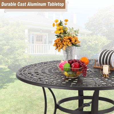 MAISON ARTS Cast Aluminum Dining Chairs/Patio Dining Set with Round Dining Table & 6 Cast Aluminum Patio Chairs