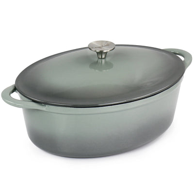 7 Quarts Oval Enameled Cast Iron Casserole in Storm Cloud