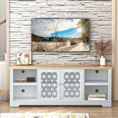 70 in. Rustic Decorative Floral Door TV Stand for up to 80 TVs