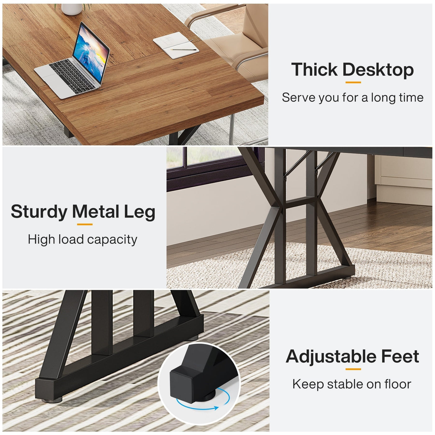 70.8-Inch Executive Desk, Large Computer Office Desk Workstation