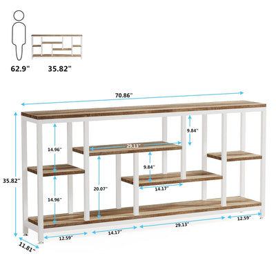 70.9 inch Console Sofa Table with Storage, 3-Tier Entryway Table for Hallway