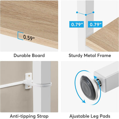 71 Industrial Bookshelf, 6 Tier Rustic Brown Wood Etagere Bookcase, Open Book Shelves