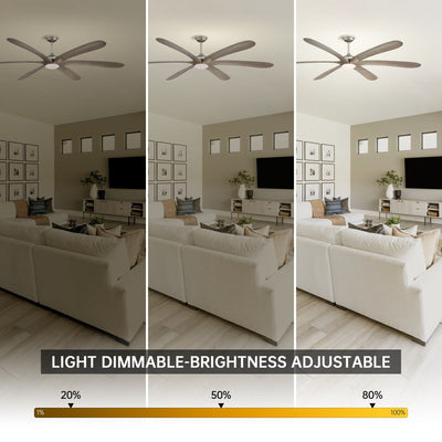72-inch Driftwood 6-Blade Large DC Ceiling Fan with Light and Remote