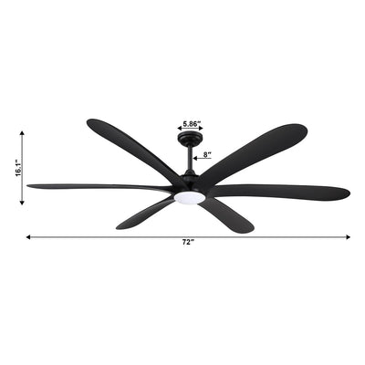 72-inch Driftwood 6-Blade Large DC Ceiling Fan with Light and Remote