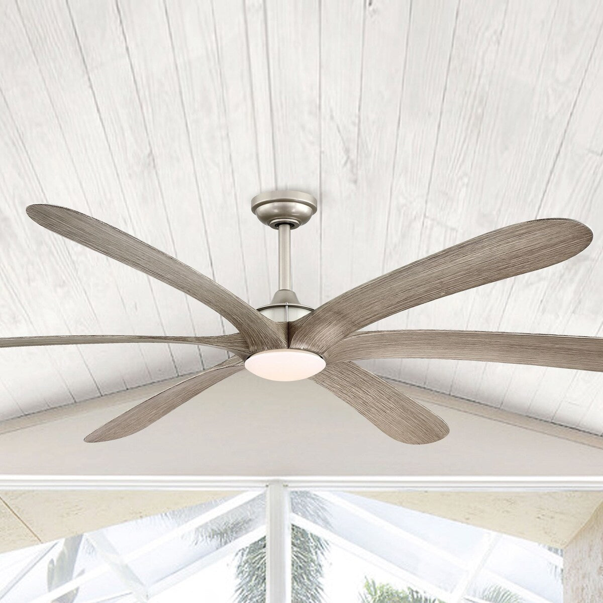72-inch Driftwood 6-Blade Large DC Ceiling Fan with Light and Remote