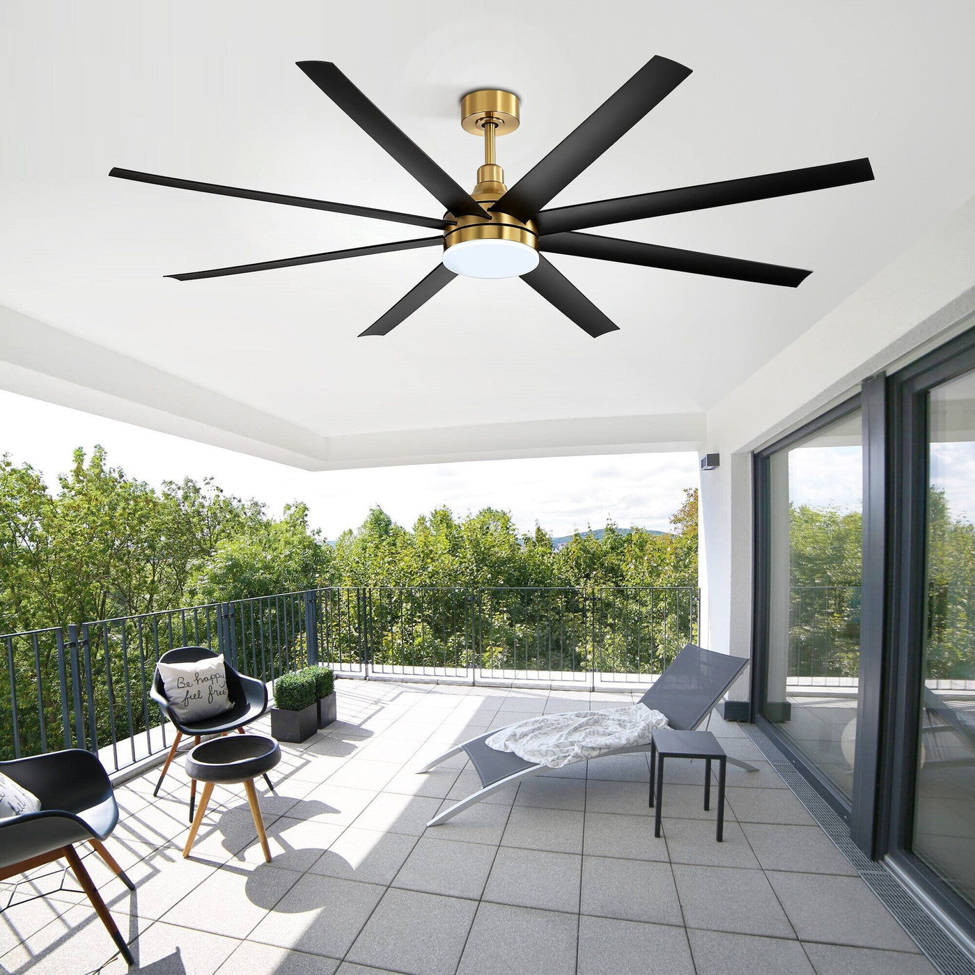 72 Large Ceiling Fans with LED Light Remote Control-8 Blade - 72 Inch