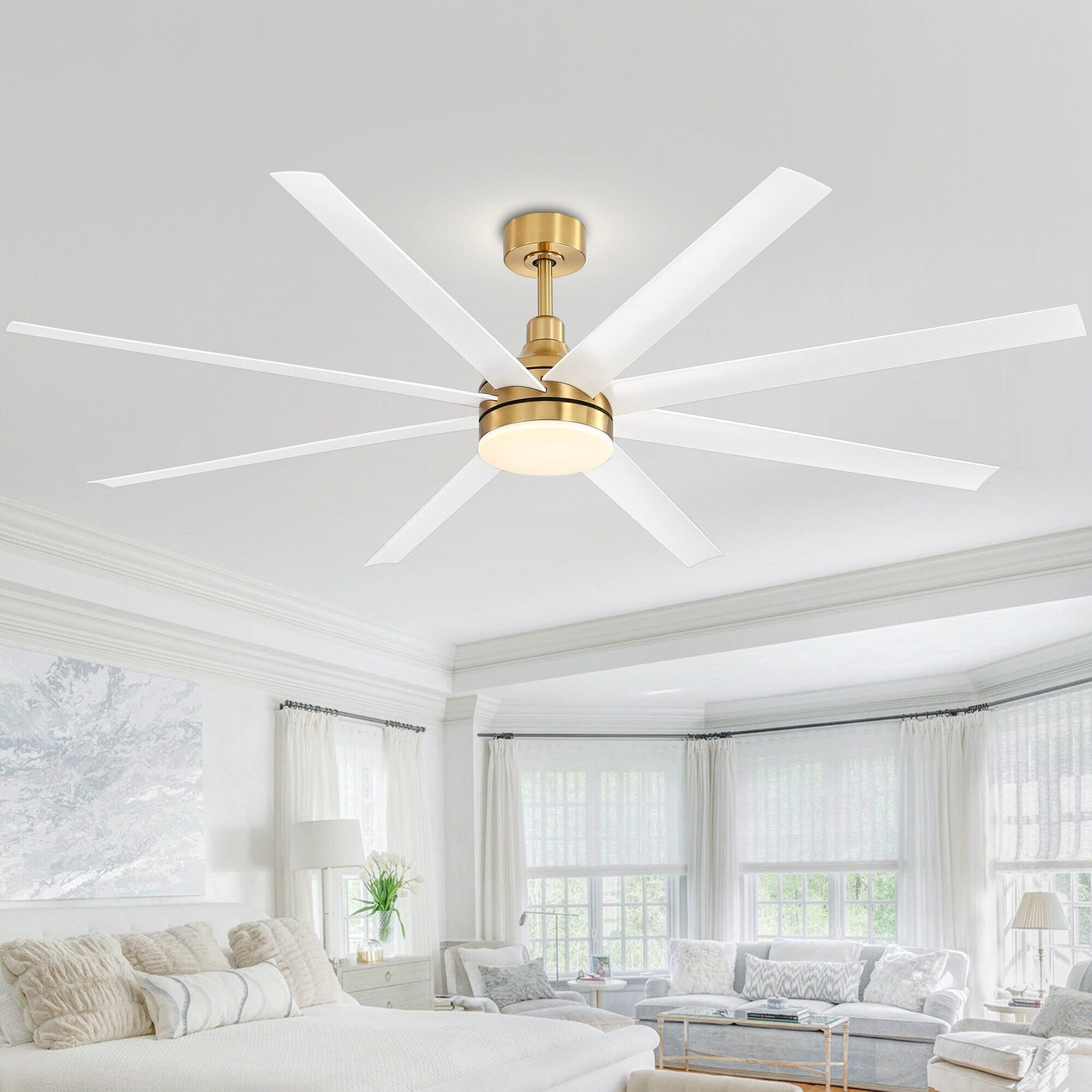 72 Large Ceiling Fans with LED Light Remote Control-8 Blade - 72 Inch