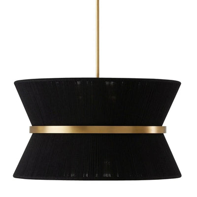 8-Light Modern Boho Large Drum Chandelier 24 inch Fabric Hourglass Hand-woven Chandelier in Gold/ Black for Dining/ Living Room